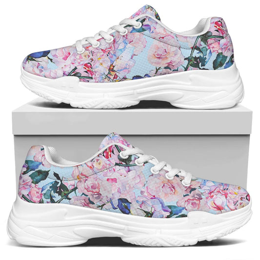 Blossom Floral Flower Pattern Print White Chunky Shoes