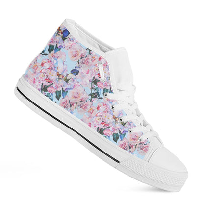 Blossom Floral Flower Pattern Print White High Top Sneakers