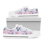 Blossom Floral Flower Pattern Print White Low Top Sneakers