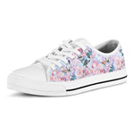 Blossom Floral Flower Pattern Print White Low Top Sneakers