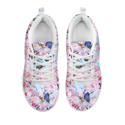 Blossom Floral Flower Pattern Print White Running Shoes