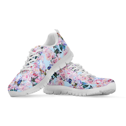 Blossom Floral Flower Pattern Print White Running Shoes