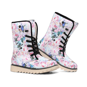 Blossom Floral Flower Pattern Print Winter Boots