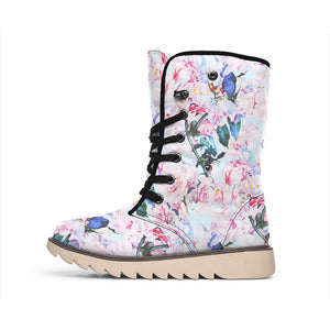 Blossom Floral Flower Pattern Print Winter Boots