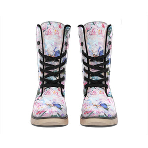 Blossom Floral Flower Pattern Print Winter Boots