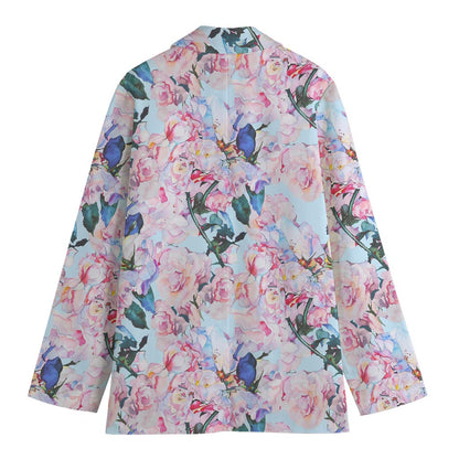 Blossom Floral Flower Pattern Print Women's Cotton Blazer