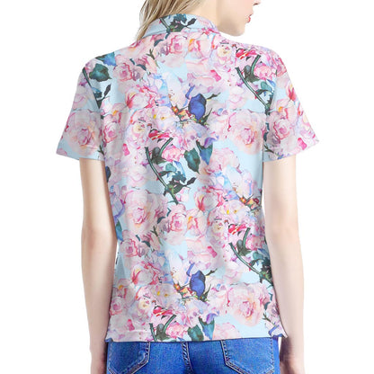 Blossom Floral Flower Pattern Print Women's Polo Shirt