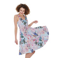 Blossom Floral Flower Pattern Print Sleeveless Knee Length Dress