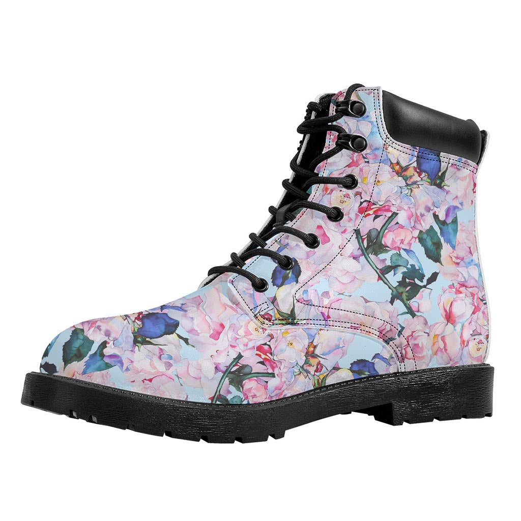 Blossom Floral Flower Pattern Print Work Boots