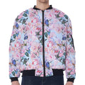 Blossom Floral Flower Pattern Print Zip Sleeve Bomber Jacket