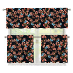 Blossom Flower Butterfly Print 3 Piece Kitchen Curtains