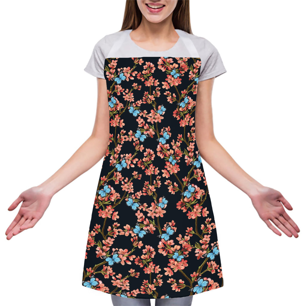 Blossom Flower Butterfly Print Adjustable Apron