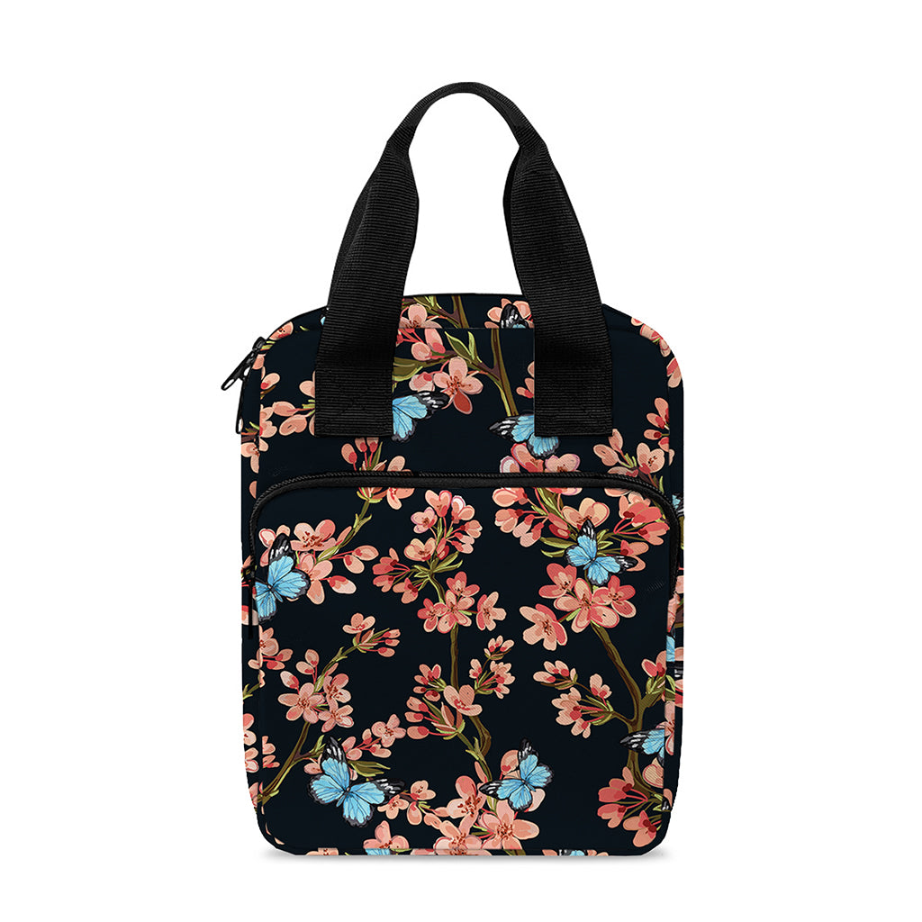 Blossom Flower Butterfly Print Bible Tote Bag