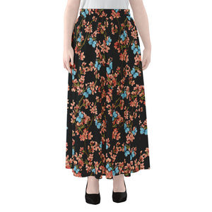 Blossom Flower Butterfly Print Chiffon Maxi Skirt