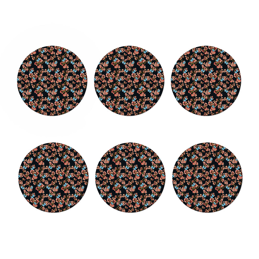 Blossom Flower Butterfly Print Coaster Set