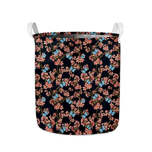 Blossom Flower Butterfly Print Collapsible Laundry Basket