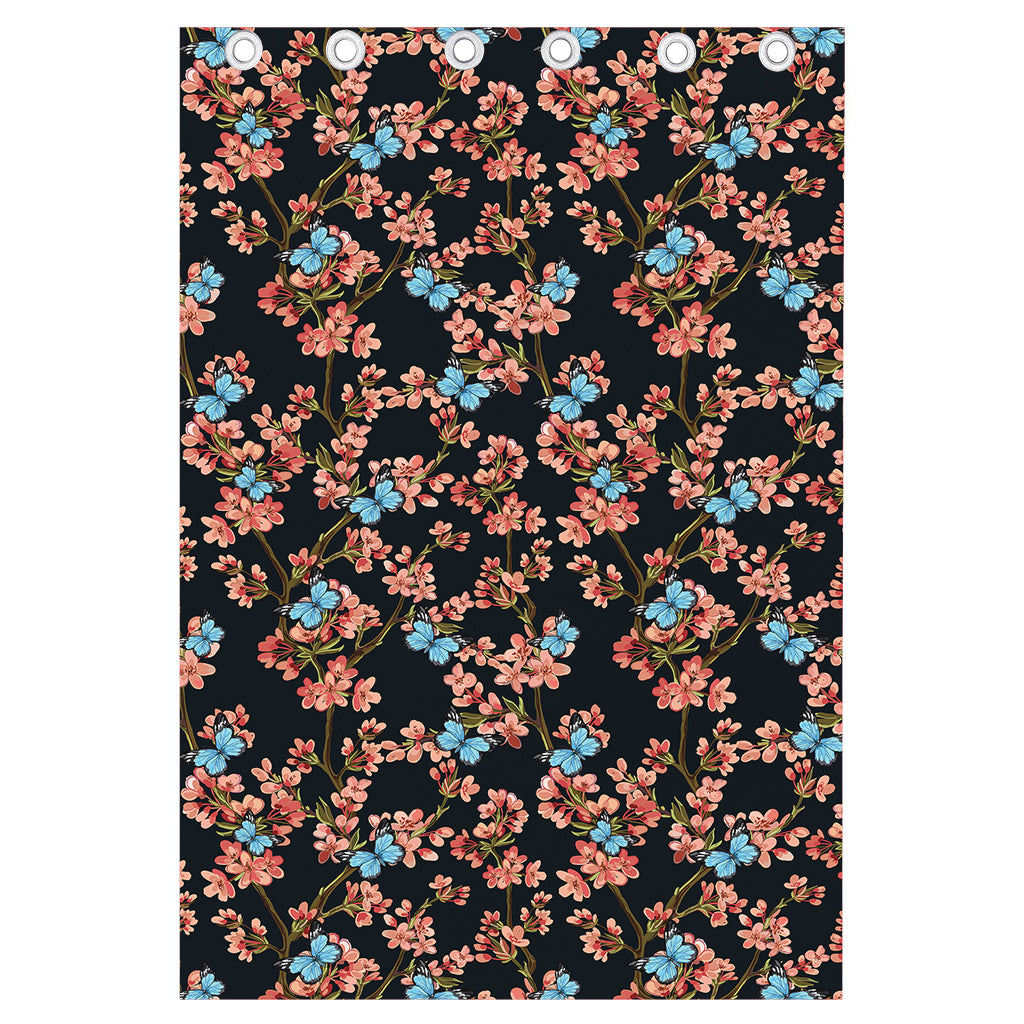 Blossom Flower Butterfly Print Curtain
