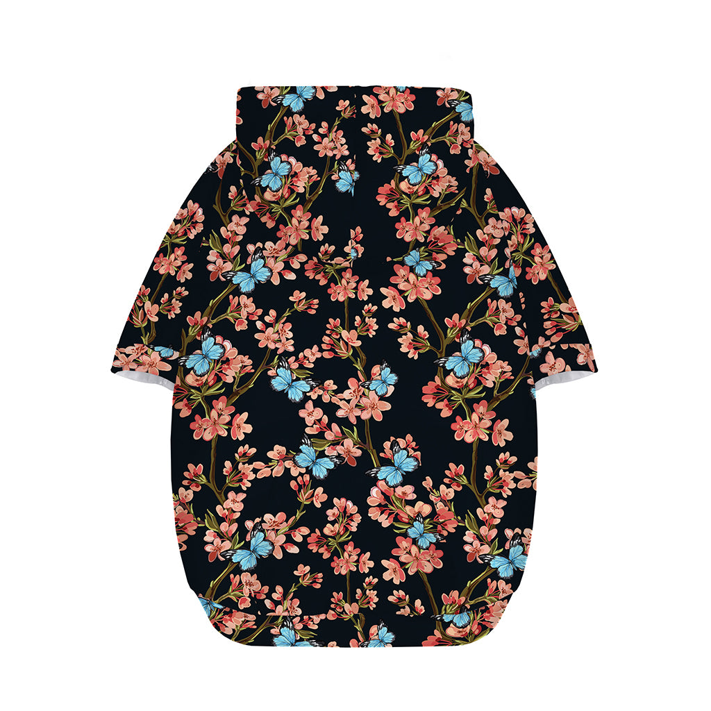 Blossom Flower Butterfly Print Dog Zip Up Hoodie