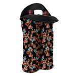 Blossom Flower Butterfly Print Double Neoprene Wine Tote