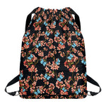 Blossom Flower Butterfly Print Drawstring Backpack