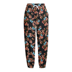 Blossom Flower Butterfly Print Fleece Lined Knit Pants