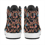 Blossom Flower Butterfly Print High Top Leather Sneakers