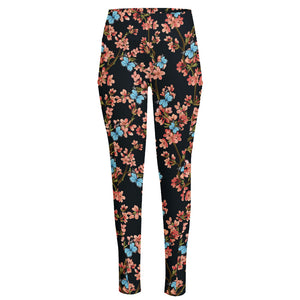 Blossom Flower Butterfly Print High-Waisted Pocket Leggings