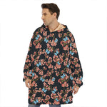 Blossom Flower Butterfly Print Hoodie Blanket