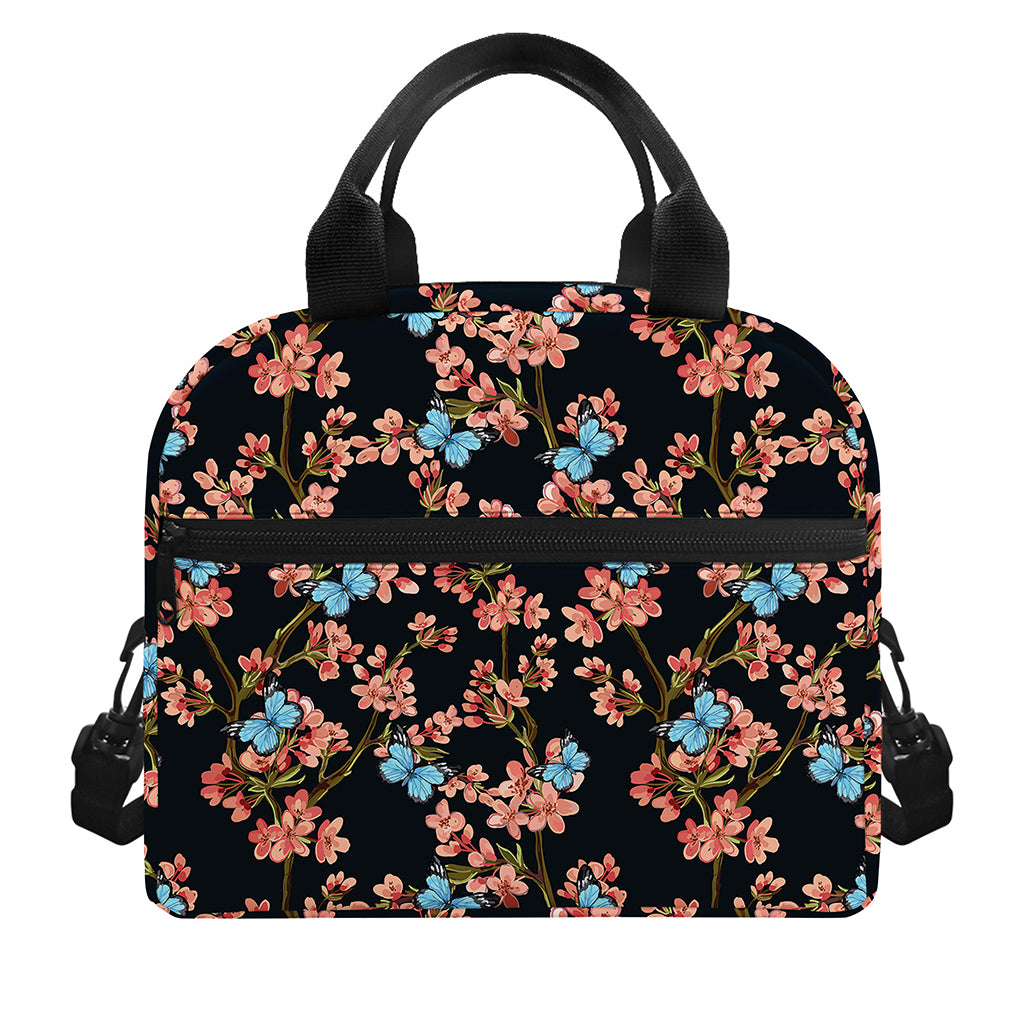 Blossom Flower Butterfly Print Insulated Lunch Bag