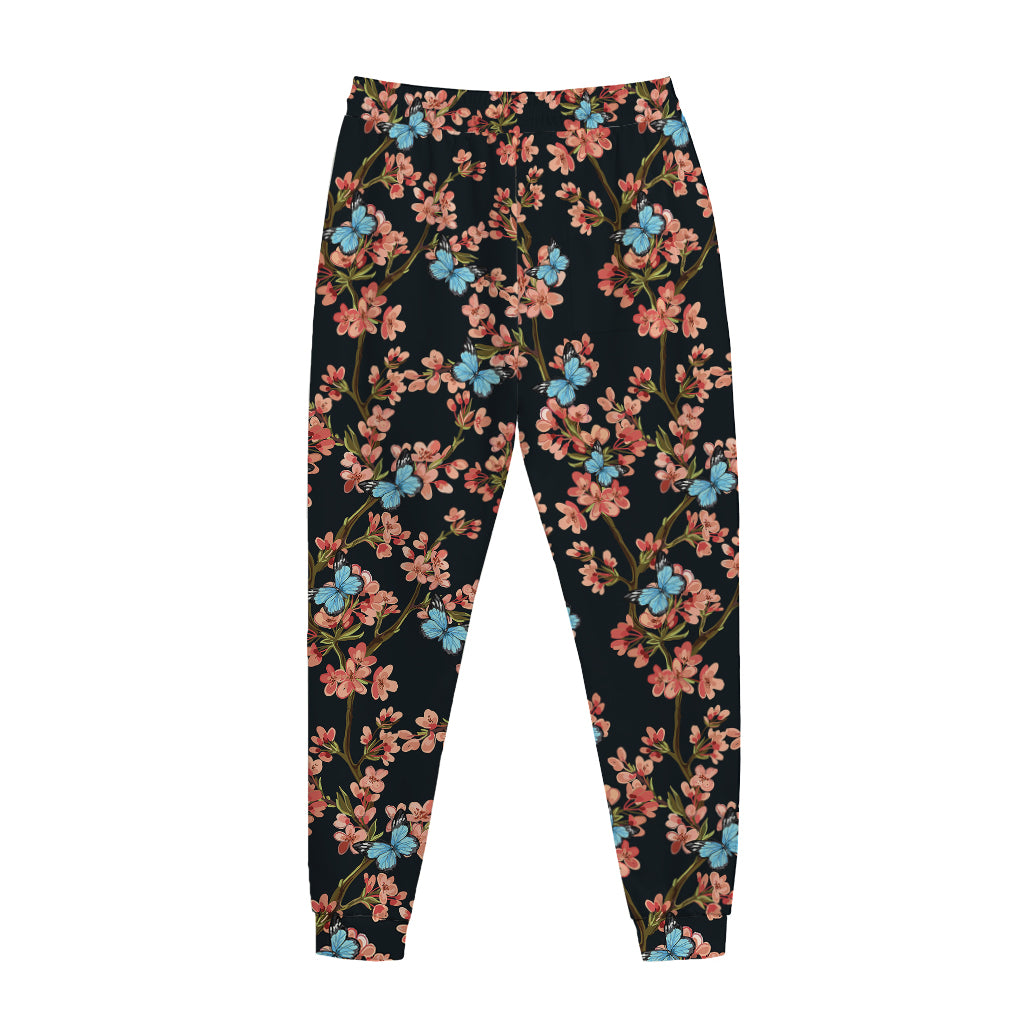 Blossom Flower Butterfly Print Jogger Pants