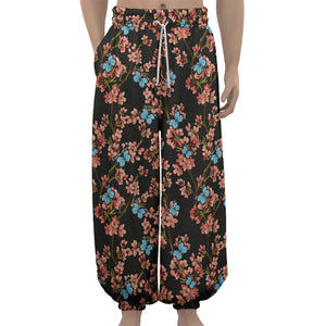 Blossom Flower Butterfly Print Lantern Pants