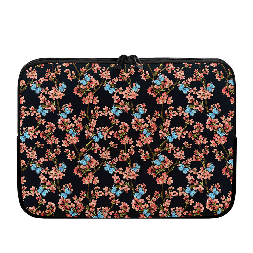 Blossom Flower Butterfly Print Laptop Sleeve