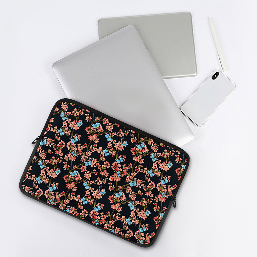 Blossom Flower Butterfly Print Laptop Sleeve