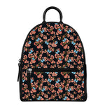 Blossom Flower Butterfly Print Leather Backpack