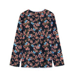 Blossom Flower Butterfly Print Long Sleeve Short Coat