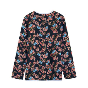 Blossom Flower Butterfly Print Long Sleeve Short Coat