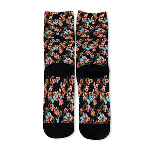 Blossom Flower Butterfly Print Long Socks