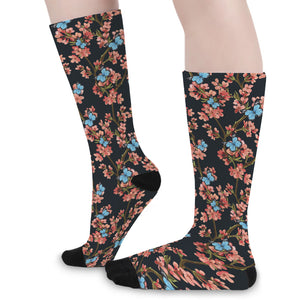 Blossom Flower Butterfly Print Long Socks