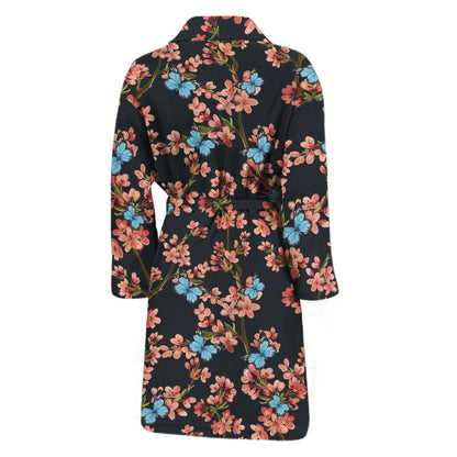 Blossom Flower Butterfly Print Men's Bathrobe