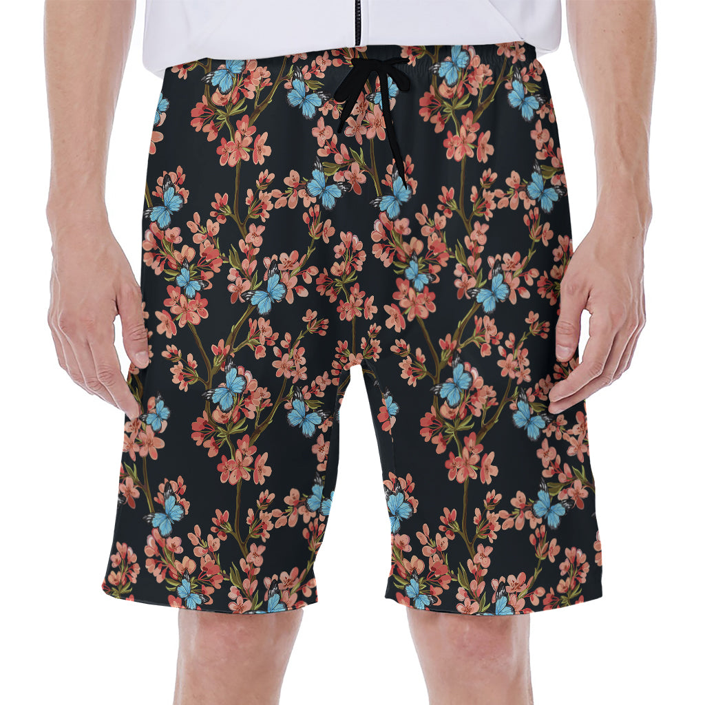 Blossom Flower Butterfly Print Men's Beach Shorts