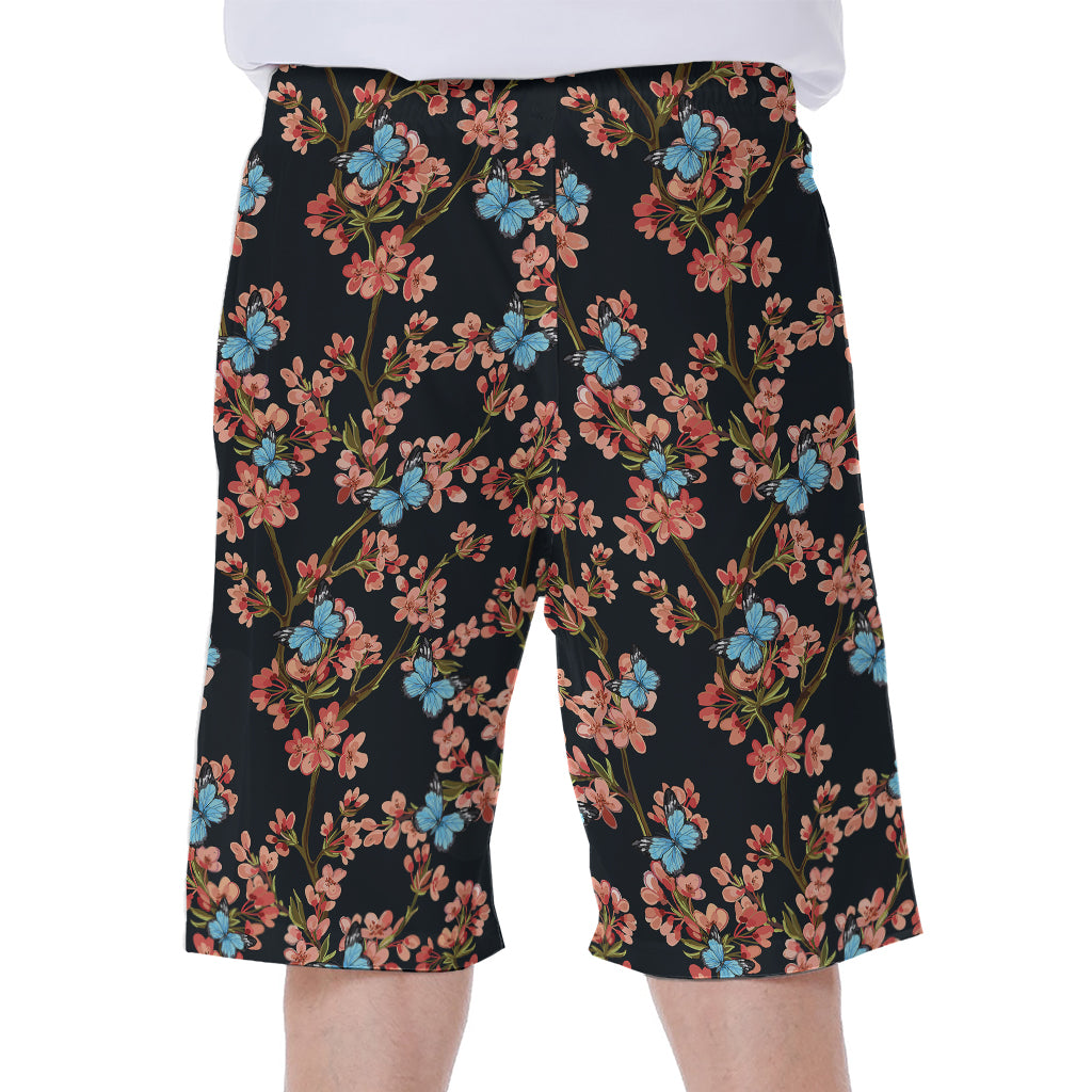 Blossom Flower Butterfly Print Men's Beach Shorts