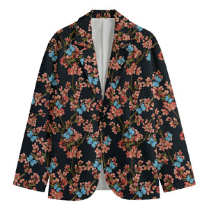 Blossom Flower Butterfly Print Men's Blazer