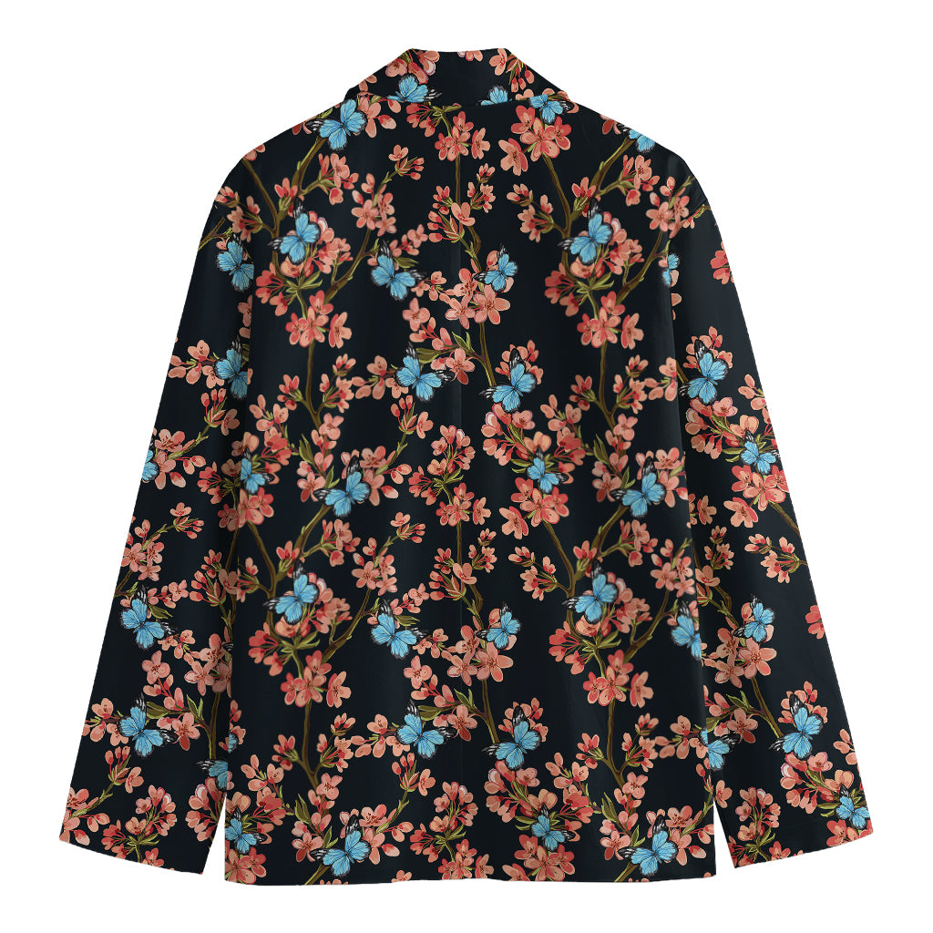 Blossom Flower Butterfly Print Men's Blazer