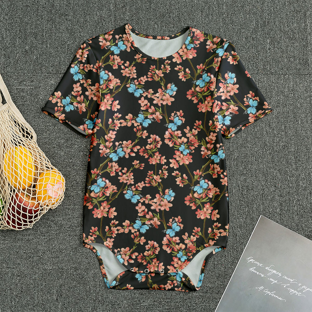 Blossom Flower Butterfly Print Men's Bodysuit