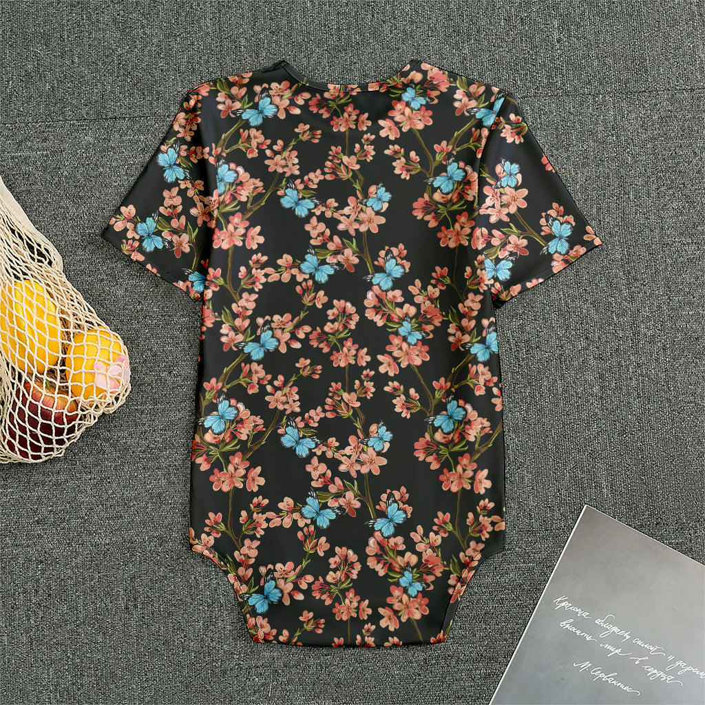 Blossom Flower Butterfly Print Men's Bodysuit