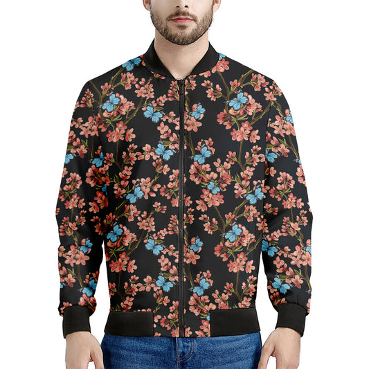 Blossom Flower Butterfly Print Men's Bomber Jacket
