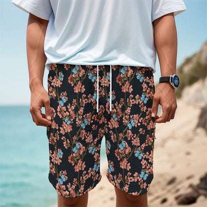 Blossom Flower Butterfly Print Men's Cargo Shorts