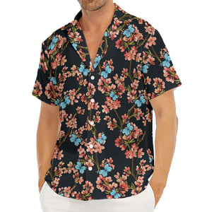 Blossom Flower Butterfly Print Men's Deep V-Neck Shirt