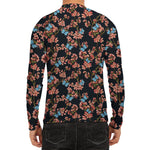 Blossom Flower Butterfly Print Men's Long Sleeve Rash Guard