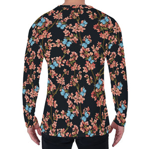 Blossom Flower Butterfly Print Men's Long Sleeve T-Shirt